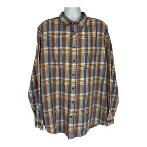 George Classic Fit Mens Plaid Button-Up Shirt Size 2XL Cotton Blend